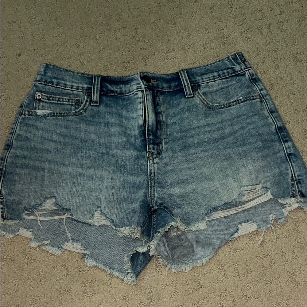 Aerie Blue Distressed Jean Shorts